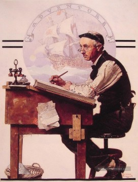 daydreaming bookeeper adventure 1924 Norman Rockwell Oil Paintings